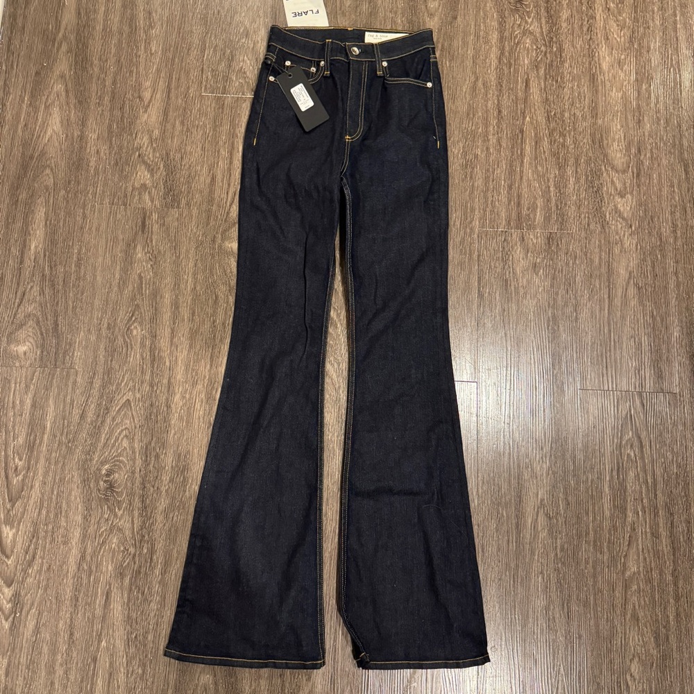 Rag & Bone size 25 Casey High Rise Flared Jeans dark rinse BNWT